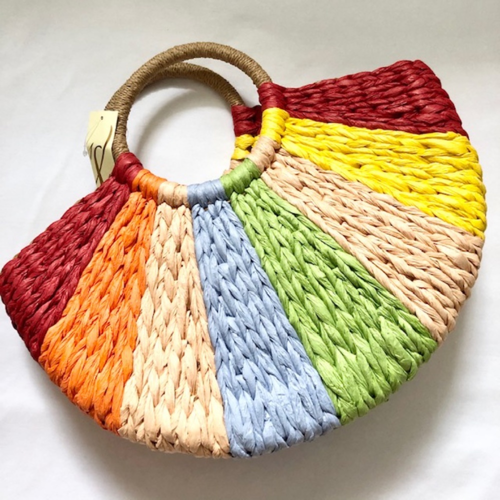 Collection XIIX Multicolor Woven Straw Tote Bag
